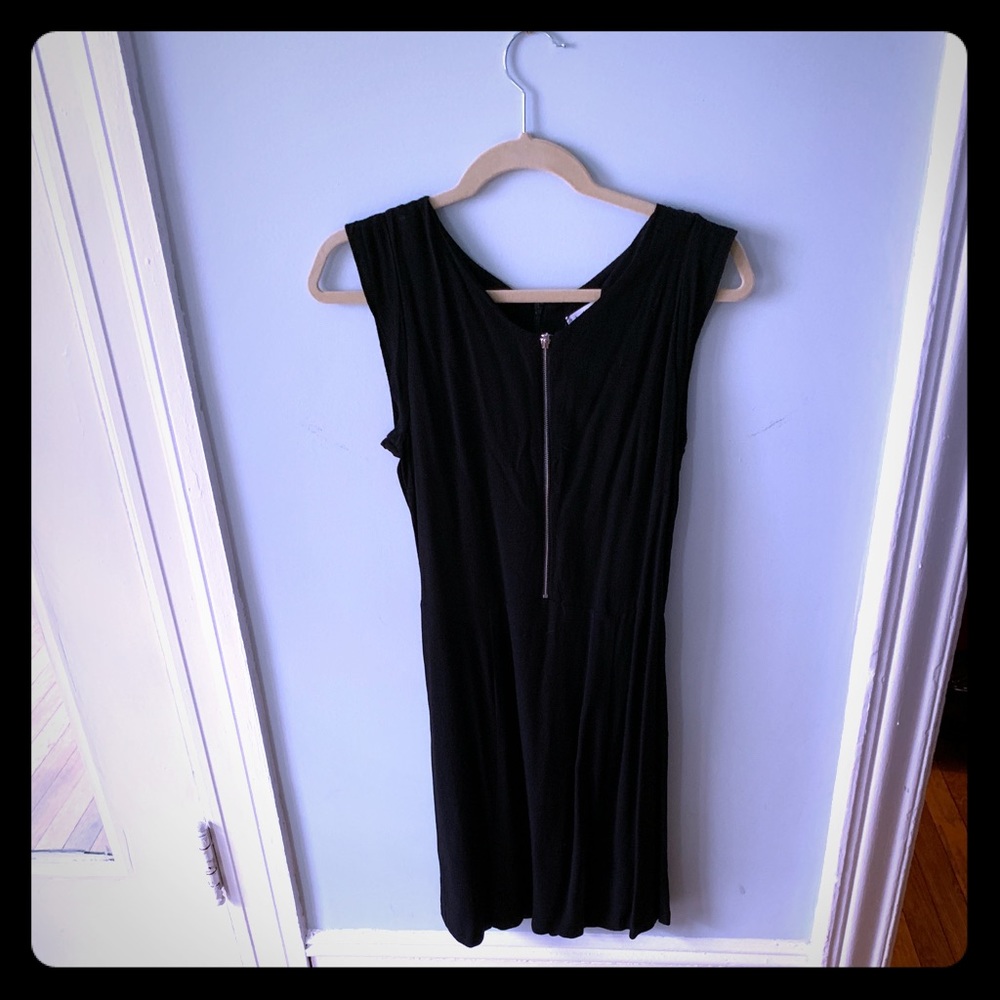 Black mango zip front dress, size medium, London